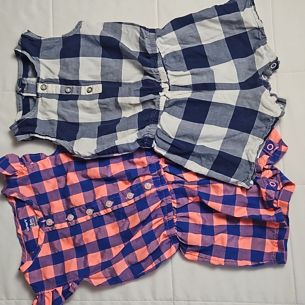 Girl's 18m One-Piece Romper Play Sets Lot of 2 T8